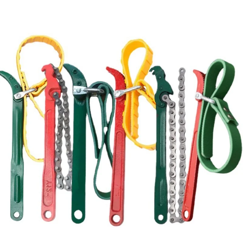 Steel wire anti-slip belt chain wrench filter bottle oil filter element water purifier disassembly multi-function maintenance