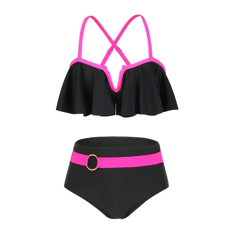 Girls Skirt Set Color Blocking Sleeveless Tank Top Mini Skinny Skirt Two Piece Swimsuit Sexy Bikini Set for Kids