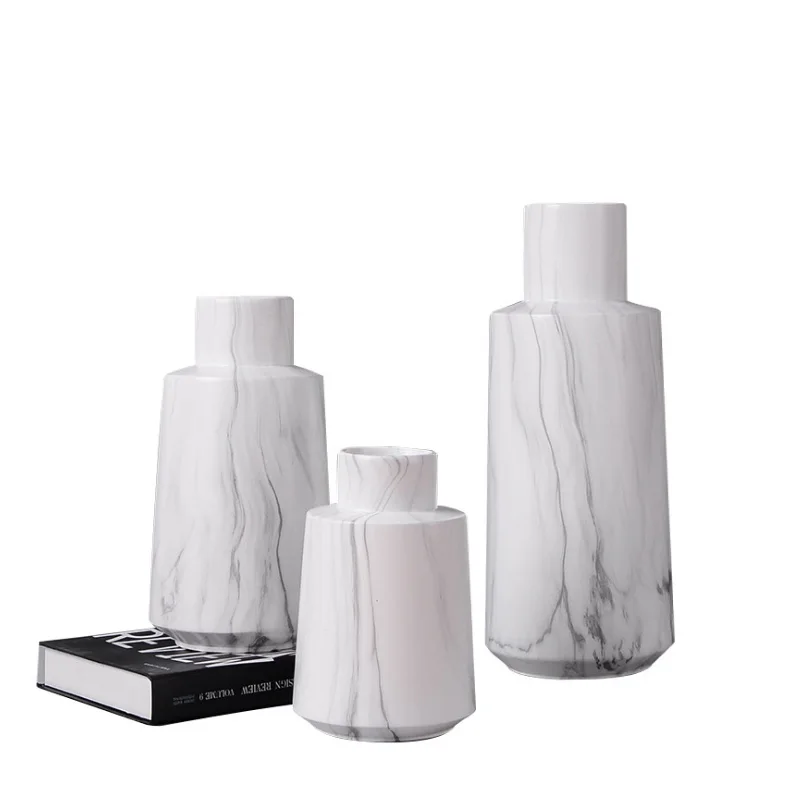 Northern Light Luxury Ceramic Vase Modern Simple Marble Porcelain Flower Arrangement For Household Hotel Deco