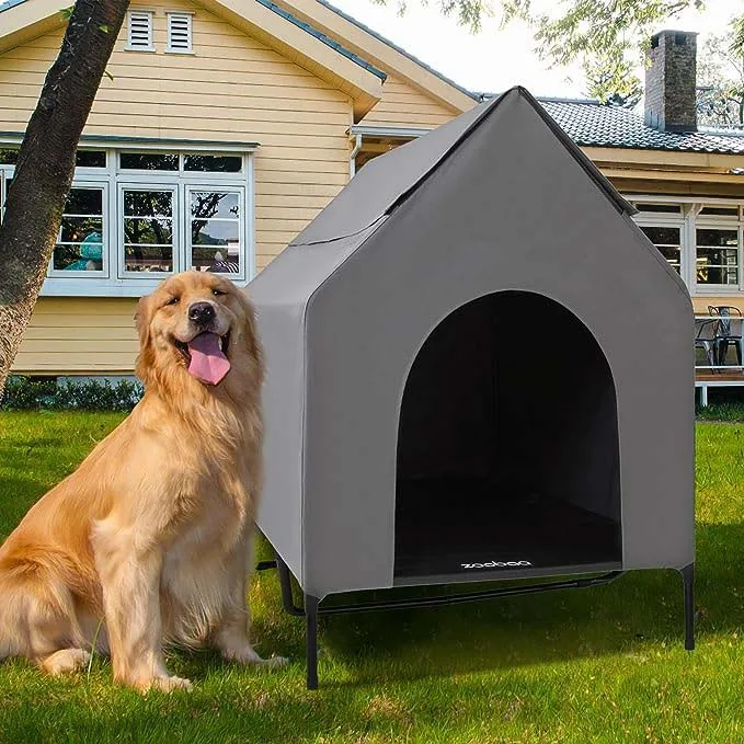 Steel Frame Elevated Dog House Pet Shelter With Waterproof Cove Door For Small Medium Dogs Shelter With Air Vents Dog Cot