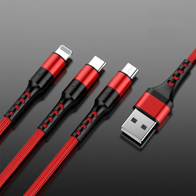 3 in 1 New Design Mobile Phone Cables USB Data Charger Type C Micro Fast Cable converter type c