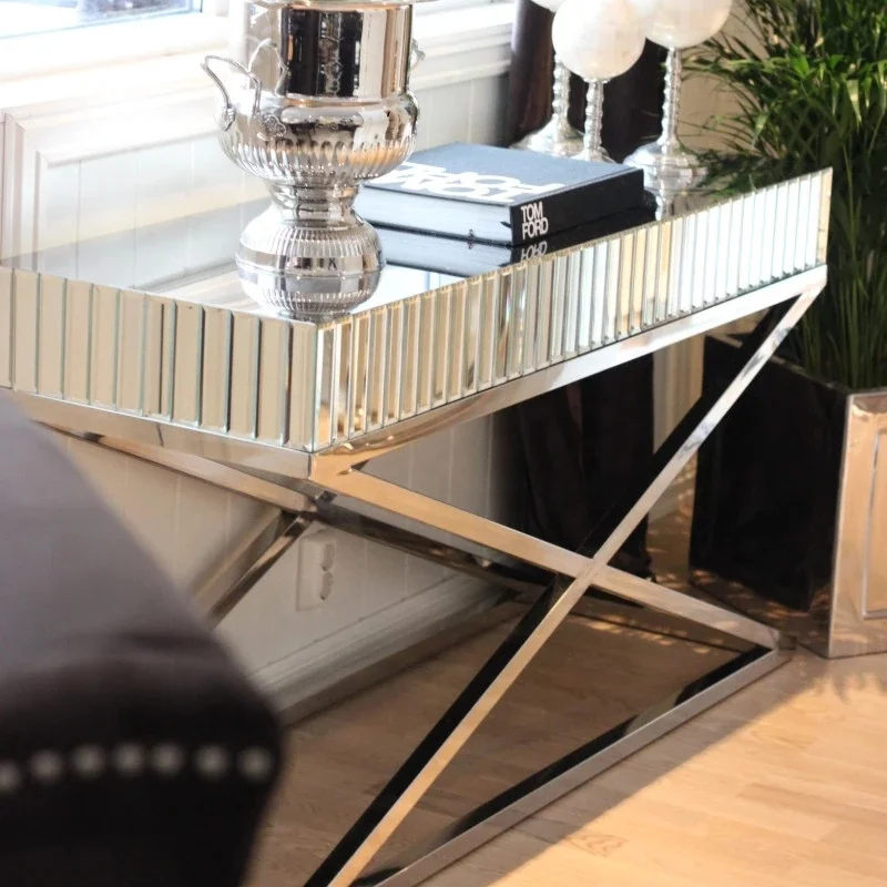 High Quality Luxury Stainless Steel mirrored console table Hallway Table