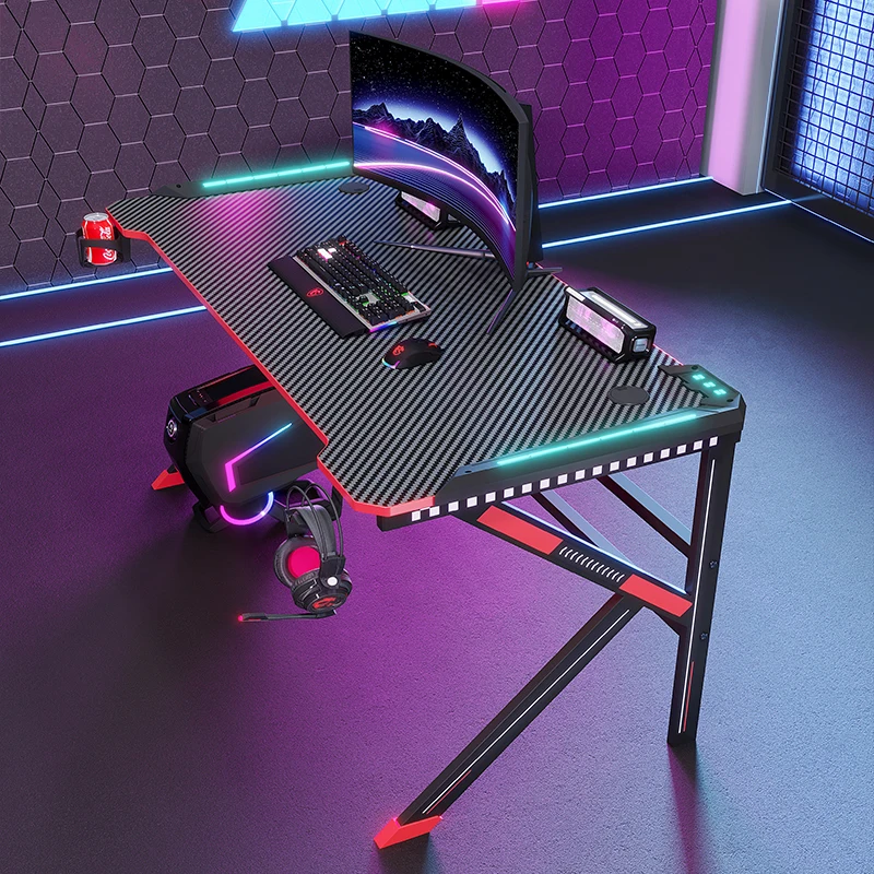 Yz Wholesale Hot Selling  Top Black Pink  L-shaped Gaming Grande Table Furniture Computer Game Desk Racing 70cm