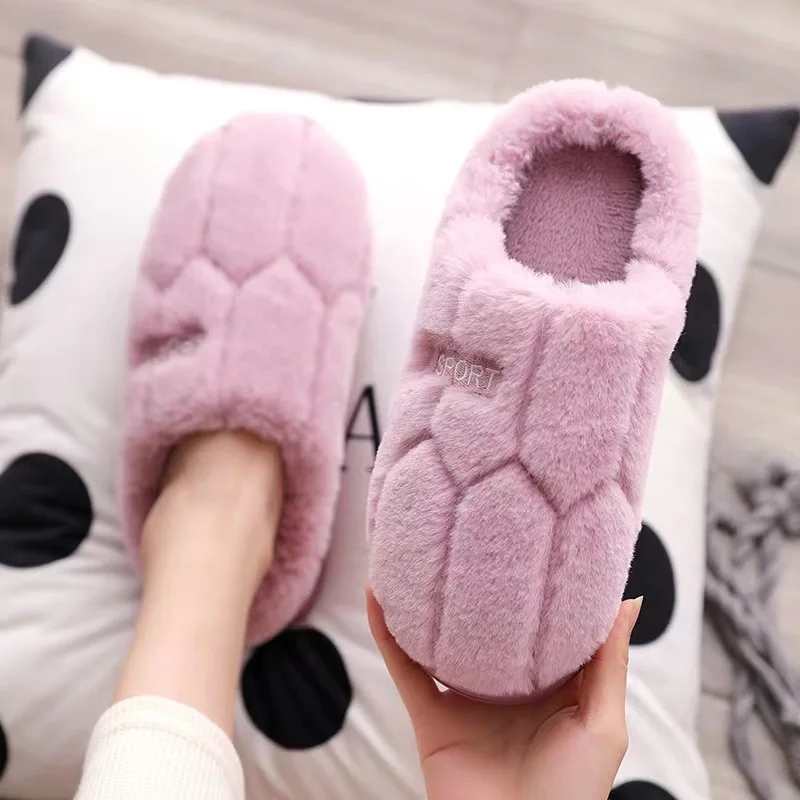 Winter Warm Slippers For Women Men Home Fluffy Furry Slippers New Fashion Soft Plush Platform Non Slip Bedroom Slides
