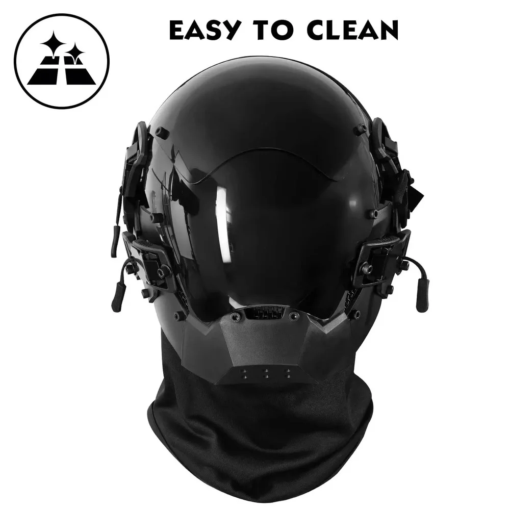CYBER01 Cyberpunk Helmet Mask with LED Light, Future Cosplay Props for Men Women Boys, Halloween Party Christmas Party Type