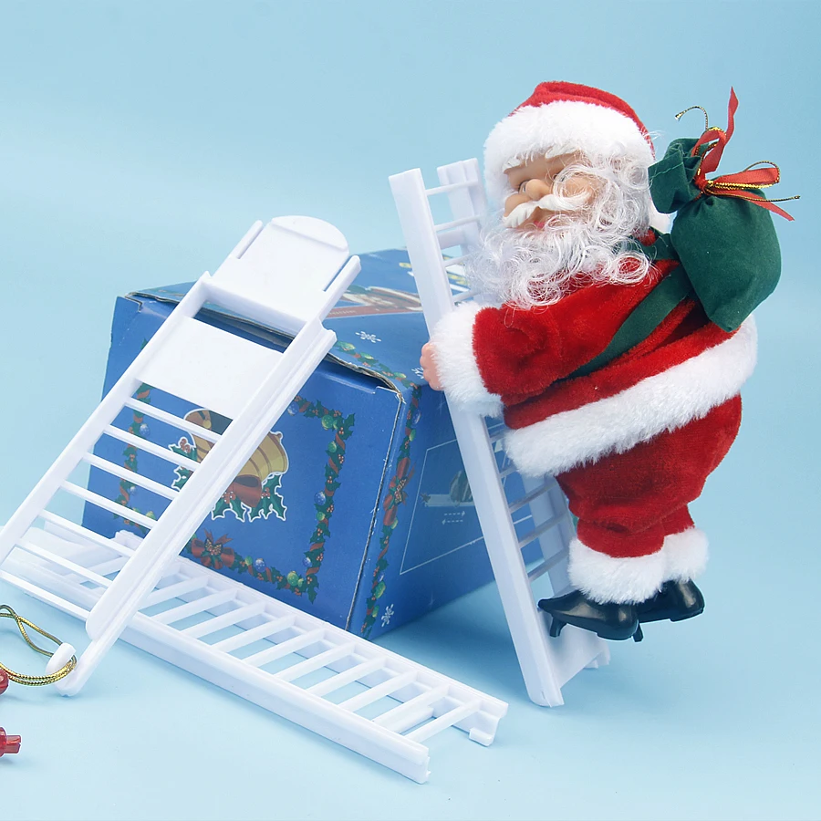 Christmas gifts music toys Santa Claus grandpa climbing up and down the ladder Christmas Eve  kids electric toy