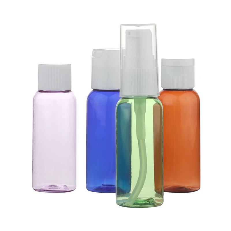 Colorful 10 ml 15 ml 20 ml 30 ml 40 ml 50 ml plastic pet squeeze lotion bottle with flip top cap