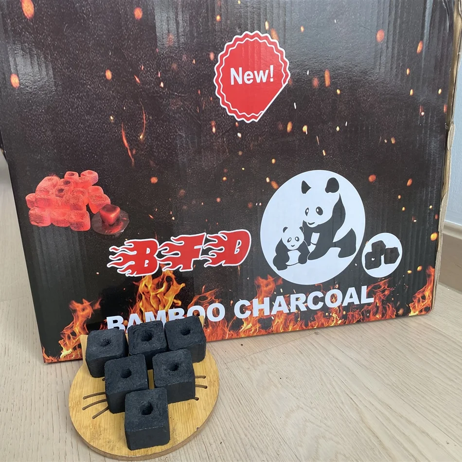 Long burning time white ash odorless smokeless bamboo new green hookah charcoal