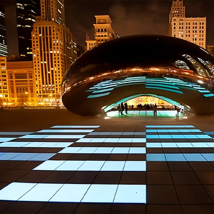 Outdoor PE plastic backlight for floor tiles Waterproof IP67 20*20cm led floor tiles pressure sensitive, RGB Led Brick Light