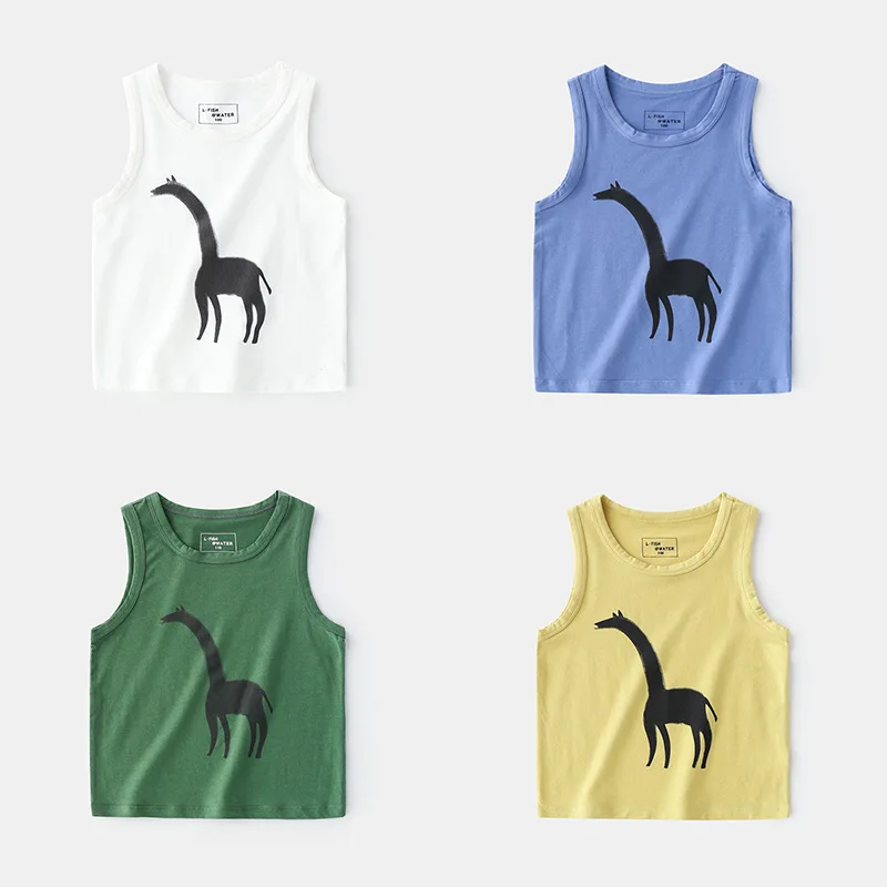 
Wholesale summer fashion baby boy cotton soft animal printed tank top 