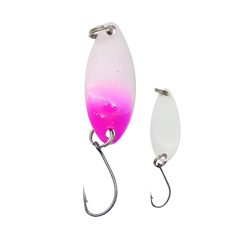 Double Colored Metal Fishing Spoon 3g 33mm With Sharp Single Hook For Mackerel Bass Trout Fishing