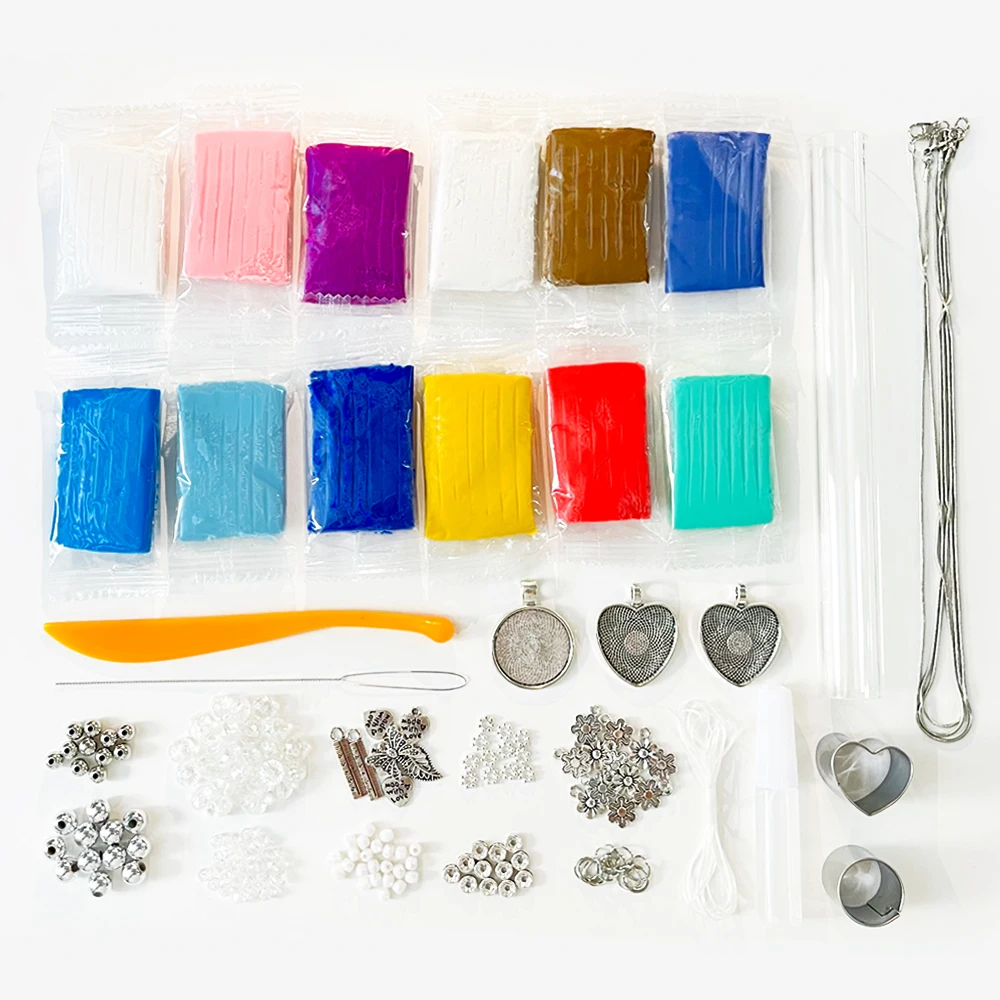 Make Your Own Clay Jewelry Craft Kit For Girls Arts And Crafts For Kids Ages 8+ Oven Bake Polymer Clay Kit Creating Jewelry