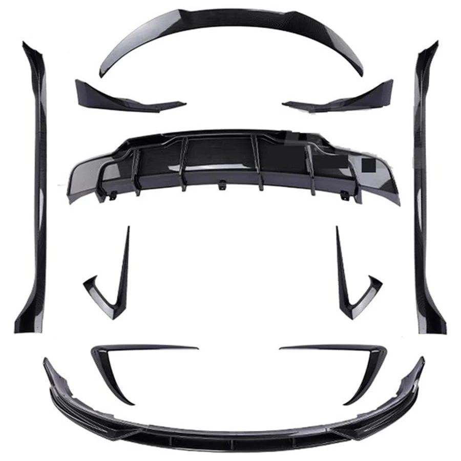 Flyingsohigh M3 Aero Kit For 2016-UP Tesla Model 3 Gloss Black Front Bumper Shovel  side skirt rear diffuser spoiler Front Lip