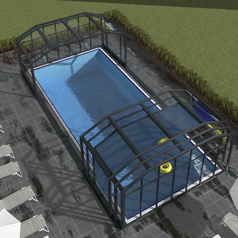Baivilla Factory Direct Motorized Telescopic Big Swimming Pool Enclosure For Hotel
