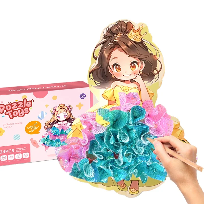 24pcs princess customized Puzzle DIY 3D drawing board poking art diy set toys
