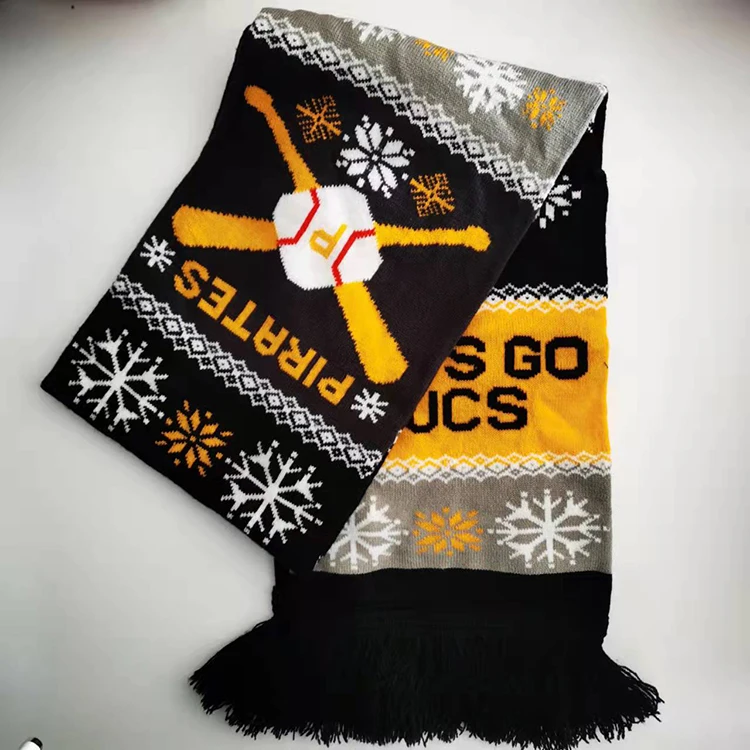 Дешевый высококачественный акриловый вязаный шарф оптовая продажа футбольный фанат зимние шарфы на заказ Мужские жаккардовые с принтом