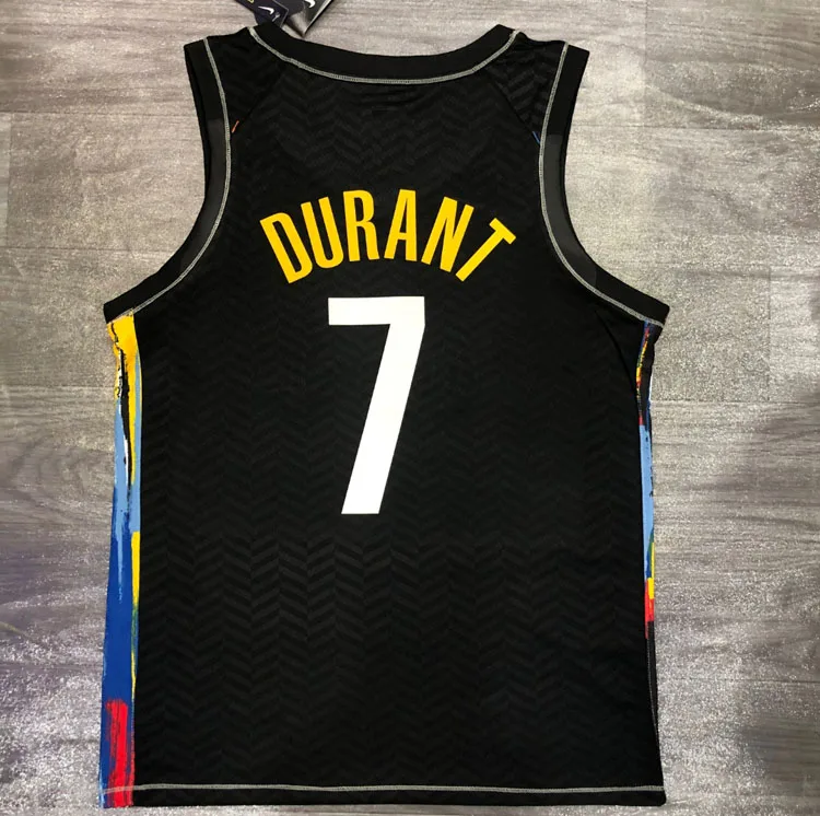 Новинка 2021, Высококачественная Черная баскетбольная форма BKLYN City Edition, костюм Дюранта #7 # Irving #11, Мужская одежда для баскетбола, футболка