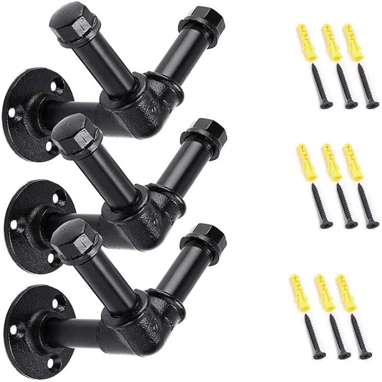 American industrial shelving wall Mounted Customized coat rack Cast Iron OEM ODM Vintage V-shaped shelving Pipe clothing hooks