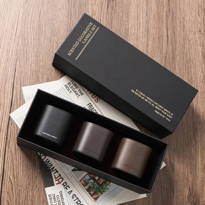 Wholesale High Quality Luxury Handmade Home Decor 3 Packs Soy Wax Scented Candle with Gift Box Packaging