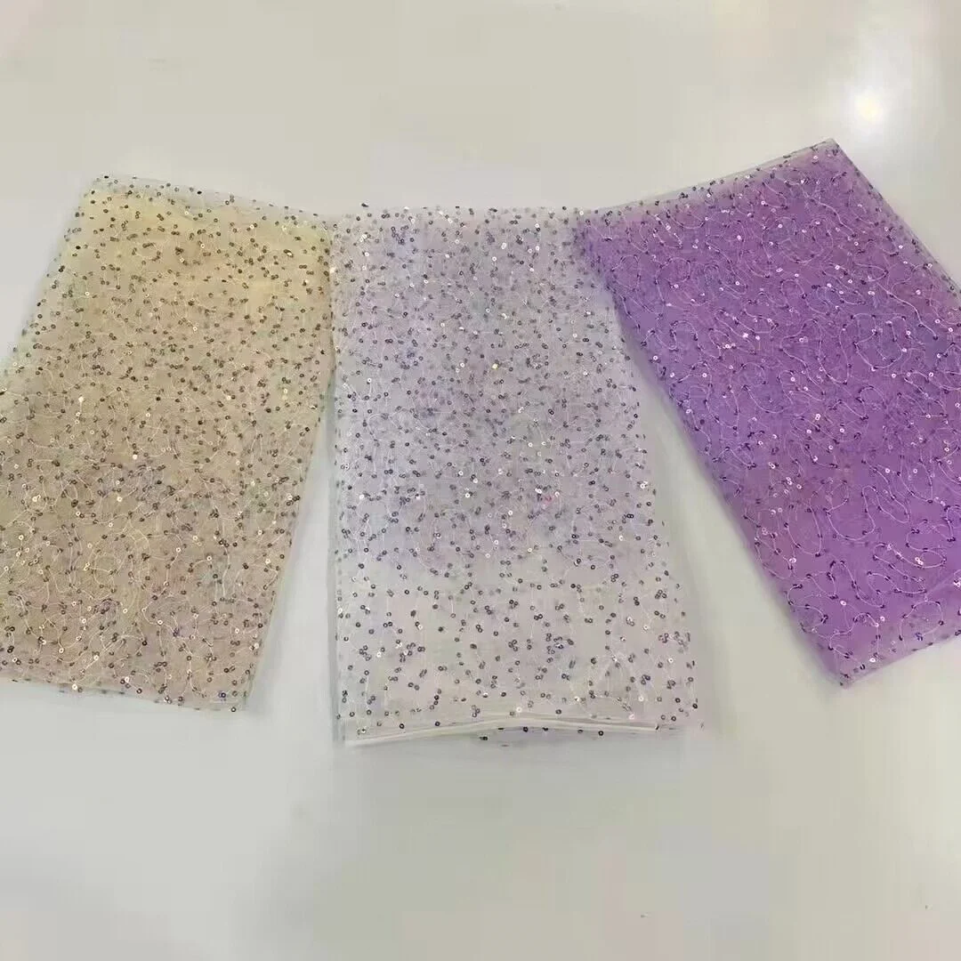 Latest swiss lace fabric switzerland sequin embroidered fabric stage clothing children skirt material