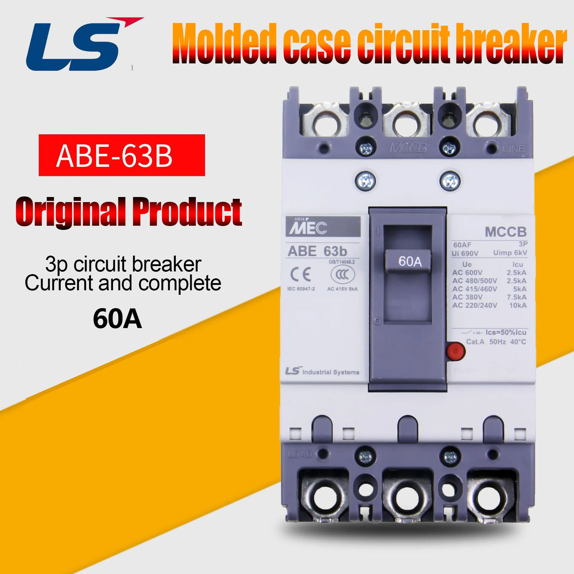 Оптовая продажа Серия LS ABE экономичный MCCB давление магнитный тип три полюса/3P/3 полюса/три полюса