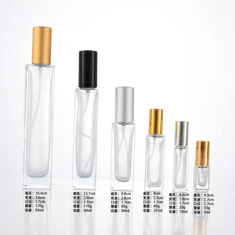 Low Mini Order Flat Square Shape Luxury Perfume Atomizer Perfume Glass Bottle