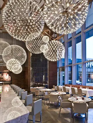 Nordic large chandelier living room restaurant shopping mall hotel starry sparkle led decoration dandelion lamps