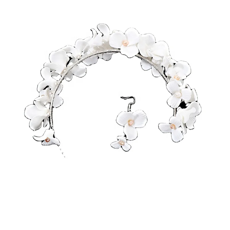 Bridal Wedding accessories Crown Hair accessories Handmade Ceramic Flower Headband Wedding Dress for Women