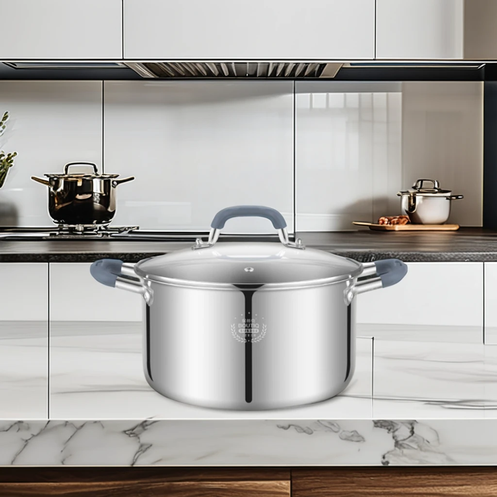 Noble type Induction stockpot Restaurant kitchen soup warmer pot Multi-function Composite Stainless steel deep Soup Pot with Lid