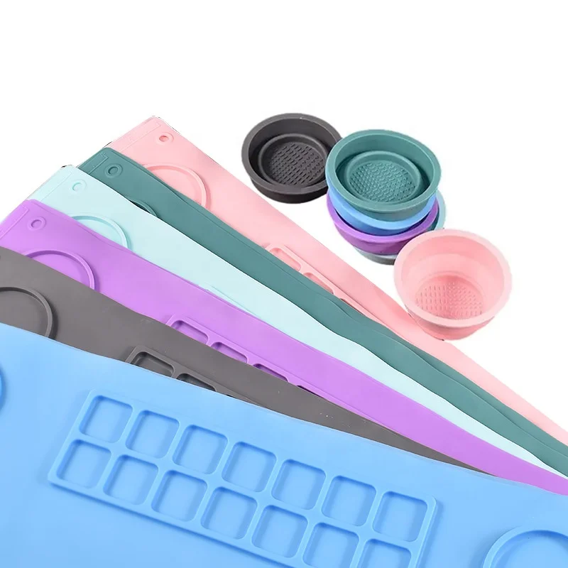 Каратте антипригарный коврик из смолы для творчества с 12 цветными разделителями водонепроницаемый силиконовый рисования чашками детей