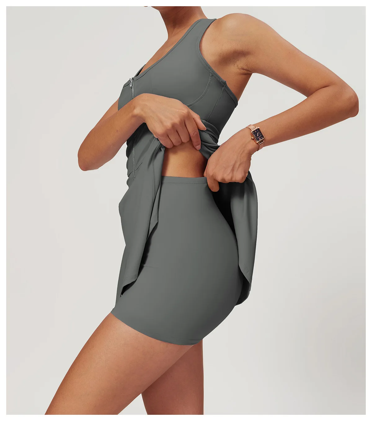 Custom Front Zipper Tennis Dress With Shorts Tennis Skirts Sports Set Women Gym Fitness Golf Suit Workout Running Wear Clothes