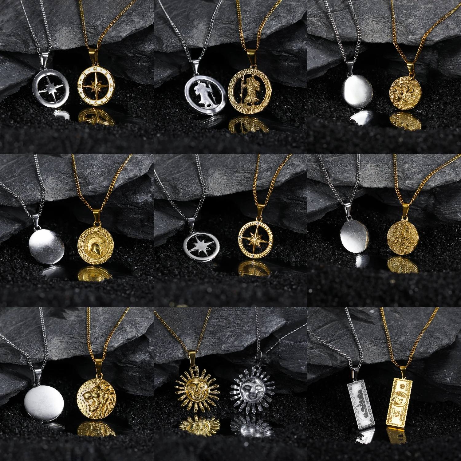 Custom logo Necklace Men Jewelry 18k PVD Gold Plated Stainless Steel Necklaces Vitruvian Man DaVinci Necklace