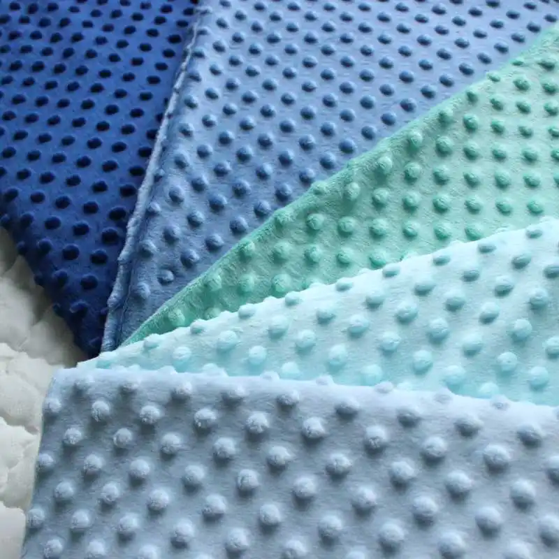 High Quality Minky Dot Plush Fabric Textile Material Fabric Embossed Velvet Upholstery Fabric For Pillow And Blanket Set