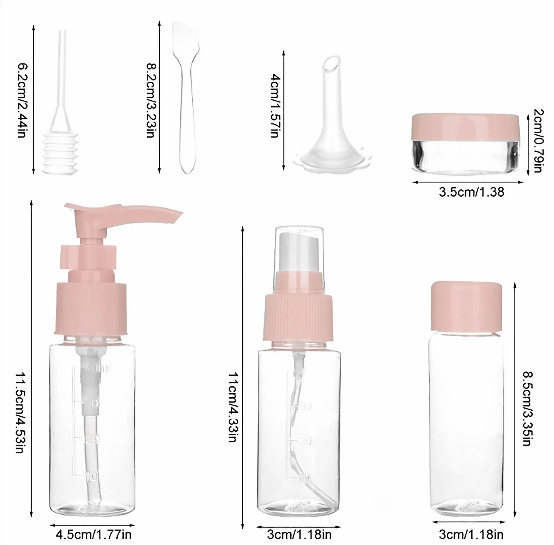 6 in 1 Sprayer with bottle personal care empty cosmetic packaging skin care bottle set with 6 in1