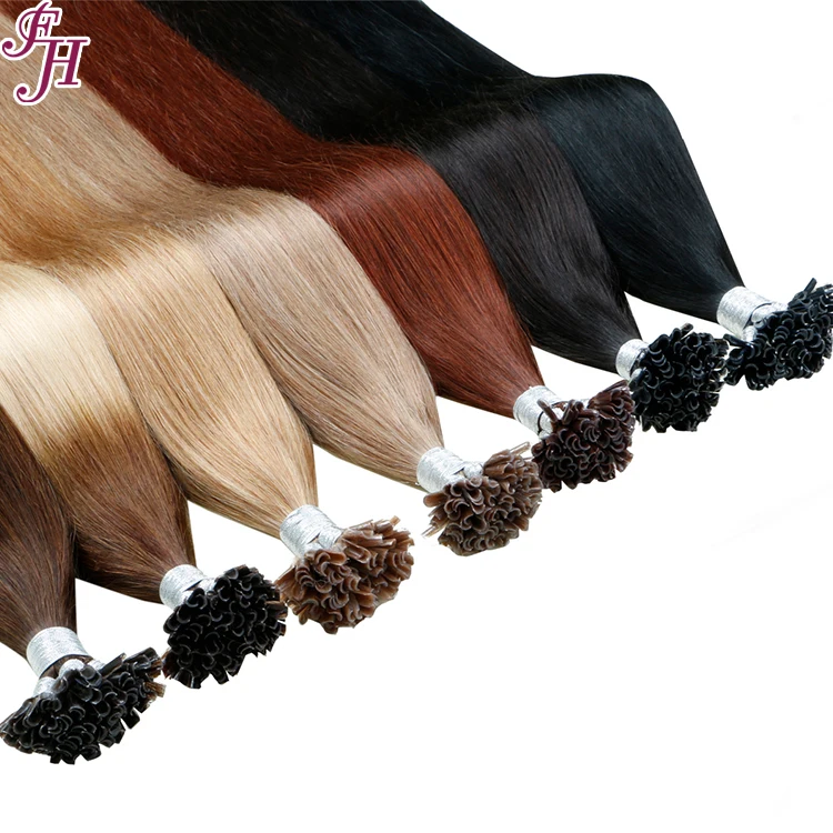 FH pre bonde hair extension keratin u tip remy Russian double drawn u tip straight hair extension