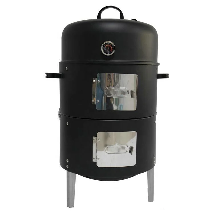 3 in 1 Smokeless Charcoal bbq grill Smoker 3 layers Tower Vertical Barrel Charcoal barbecue Grill Smoker