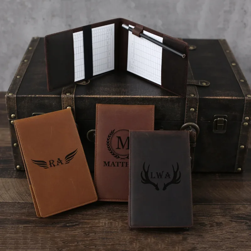 Quick Shipping Golf Yardage Book Genuine Leather Scorecard Holder Personalized Scorecard Cover Golf Accessories Sports Wallet