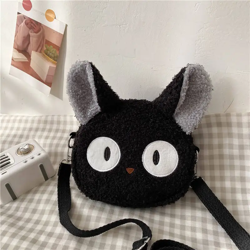 Lamb wool small bag for women autumn and winter new trendy student plush shoulder bag cartoon cute girl crossbody bag