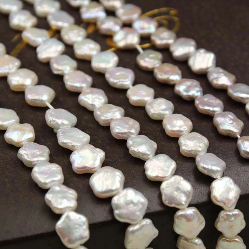 13 mm flower shape baroque loose freshwater pearl in strand .