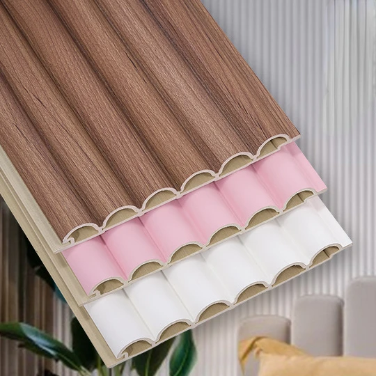 MELEX Factory Indoor Decor Wood Plastic Composite PVC Coating Cladding Fluted Wall Board WPC Interior Wall Panel