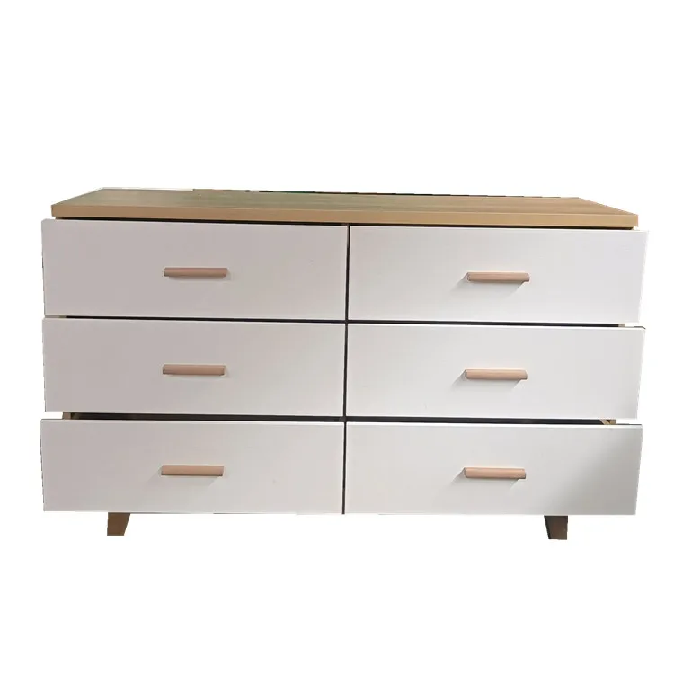 Modern High Gloss Living Room White Color Home Storage Furniture Wooden 6 Drawer Cabinet