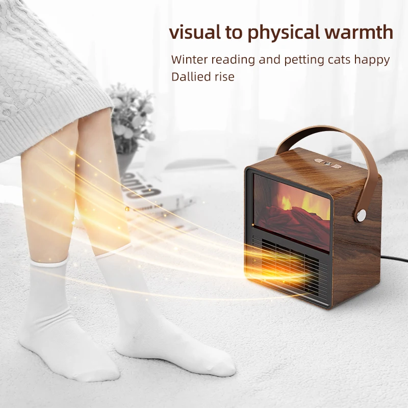 2024 hot sale unique household 3D Simulated flame 1200w 220v Portable Ptc Infrared electric Heater desktop mini fireplace heater