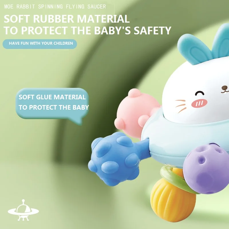 Silicone Baby teethers Toys Kids rattle teether ball Spinning Flying Saucer Baby Grasping Training Ball Gift For Children Toy