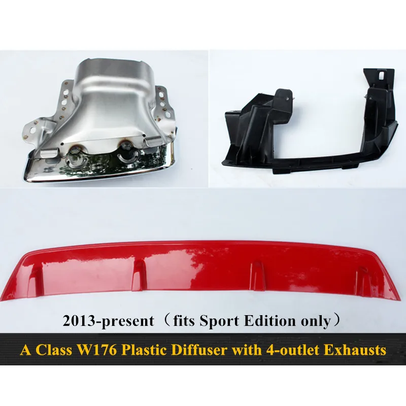 ABS Rear bumper diffuser & exhaust tip for Mercedes A class W176 & A45 AMG package 2013-IN