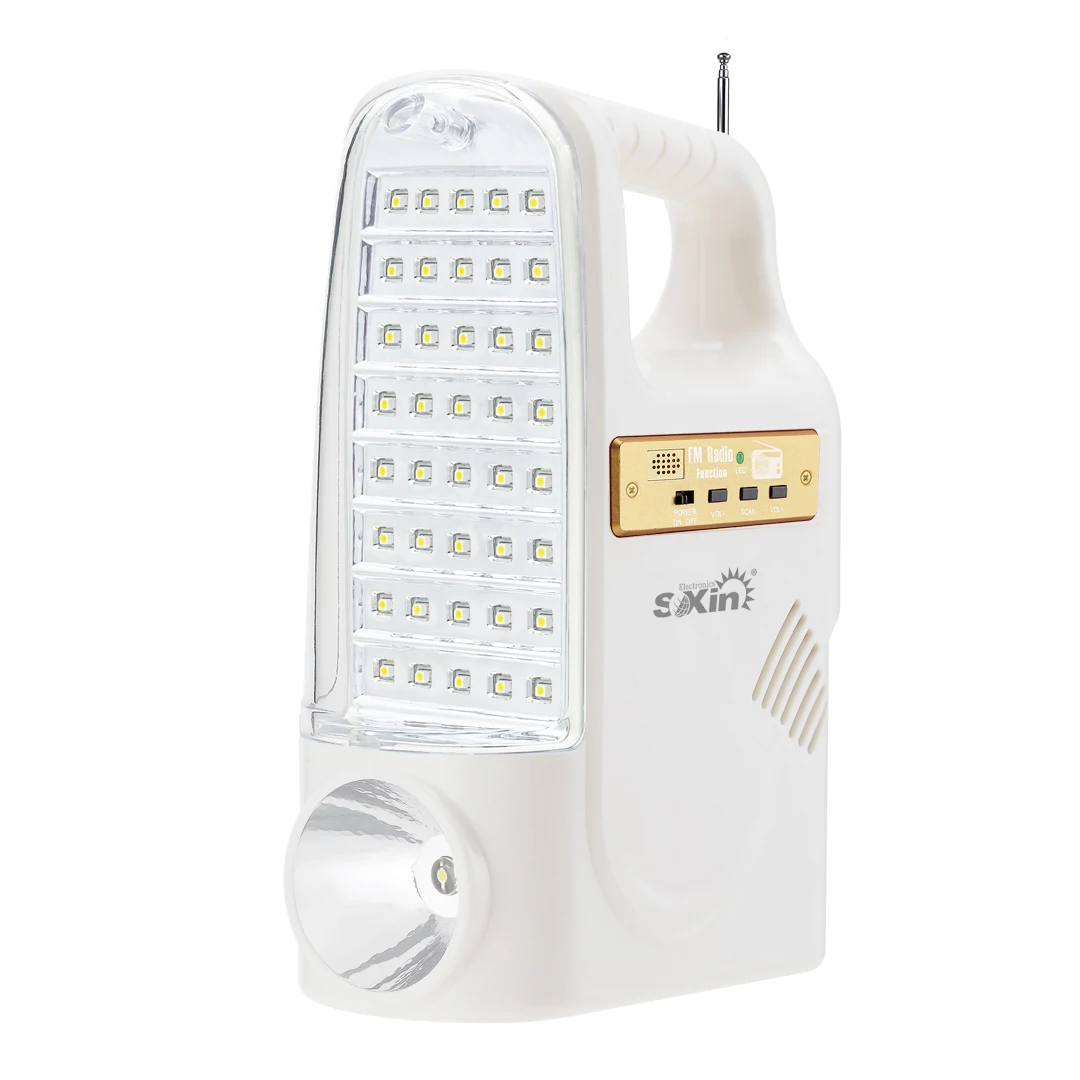 portable solar smd rechargeable led emergency light with fm radio