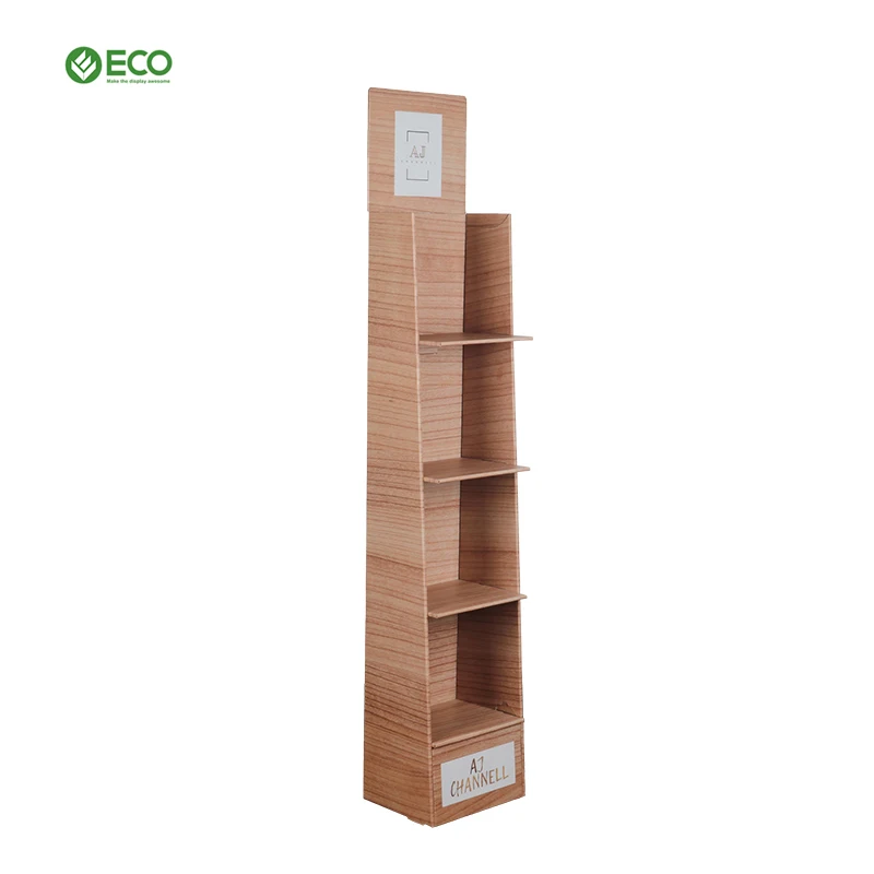 ECO Custom Shop POS 4 Layer Display Wooden Bookshelf Brochure Holder Light wood display stand