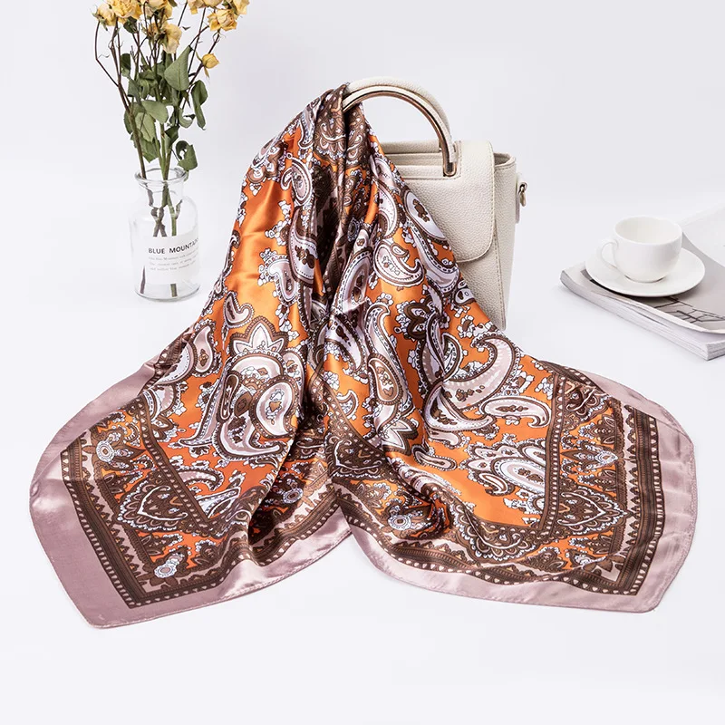 Satin Scarf Manufacture Custom Neck Silk Like Scarf Women Ladies Square Satin 90x90 Scarves