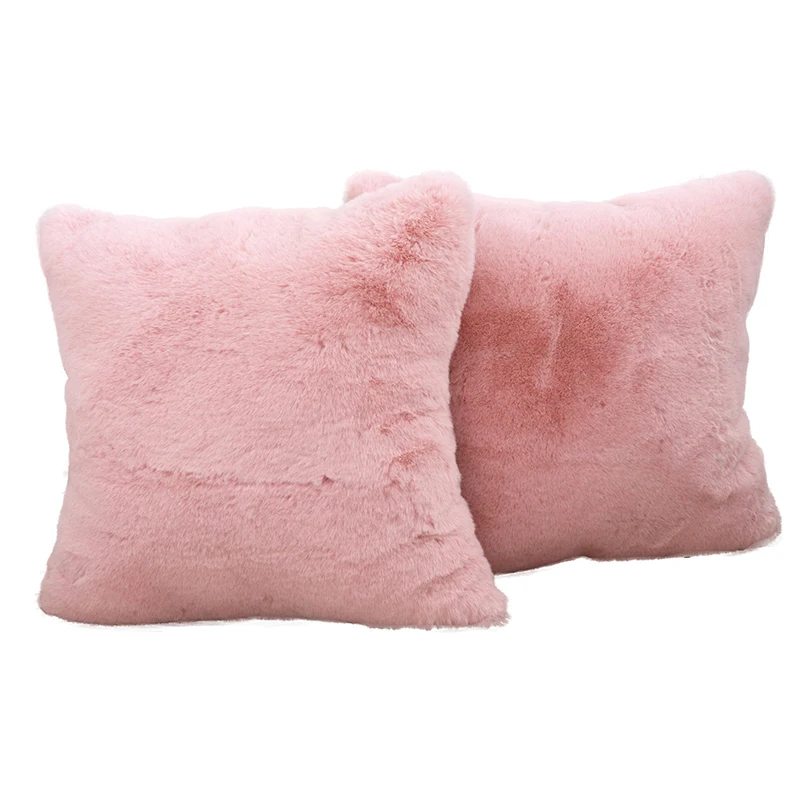 Wholesale New Products Faux Fur Rabbit Hair Throw Pillow Cover Hot Products Solid Color Cushion