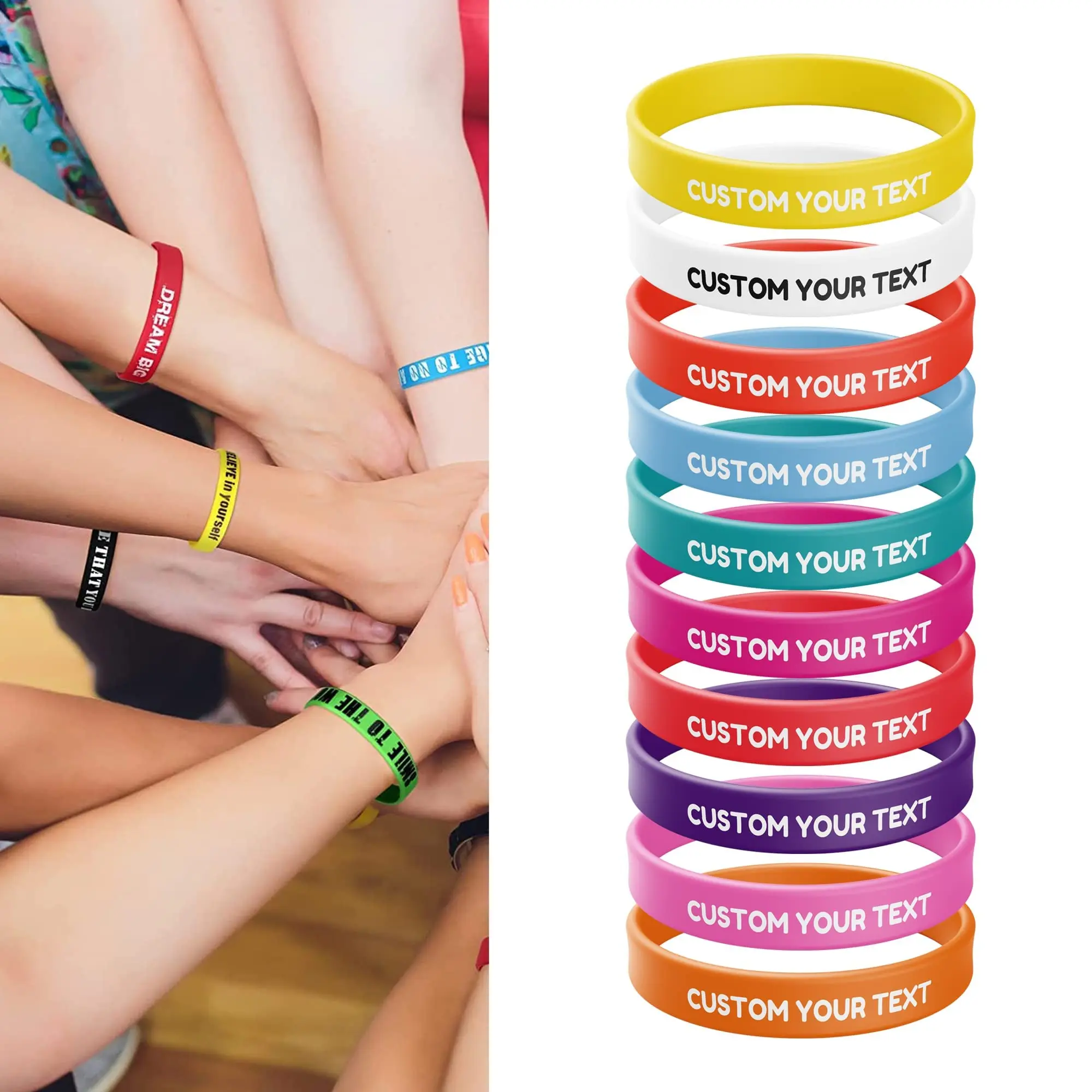 Custom silicone bracelet to make logo printing concave and convex color filling bracelet solid color silicone wristbands