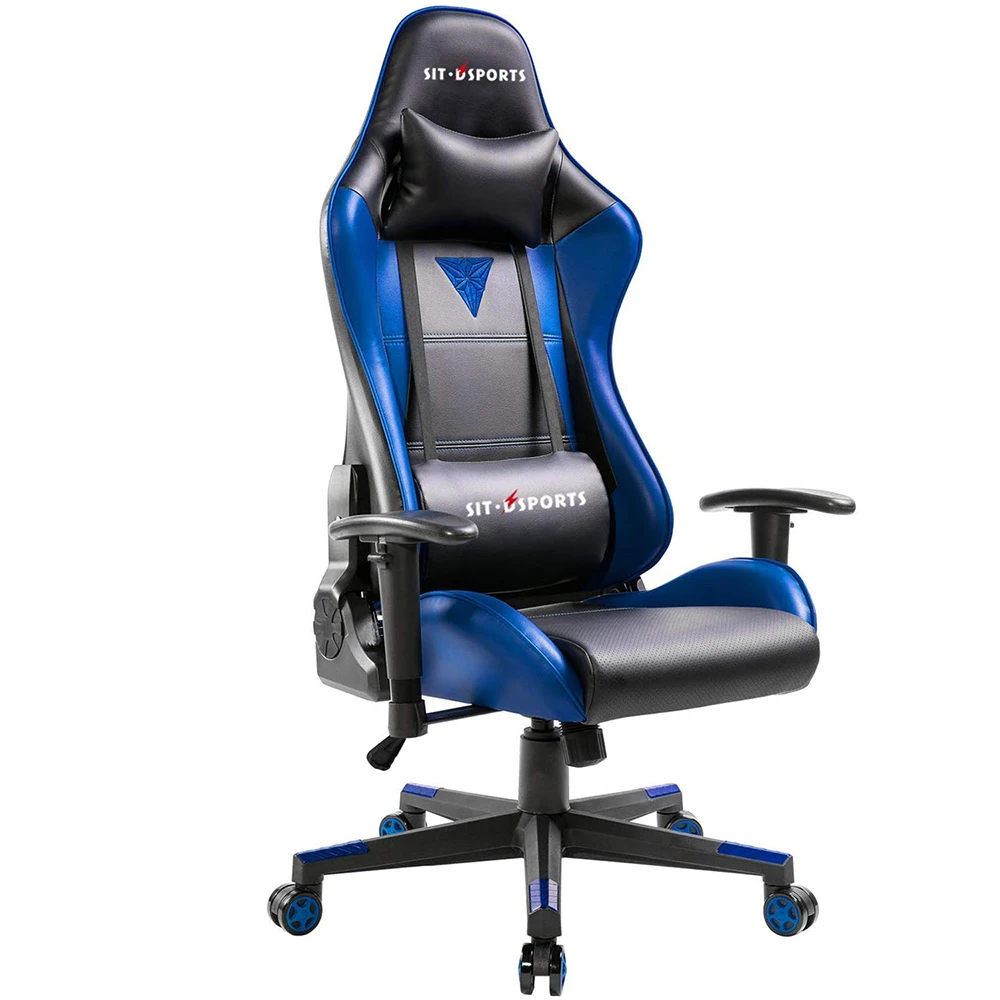 Бесплатный образец, экономичное вращающееся синее кресло из искусственной кожи